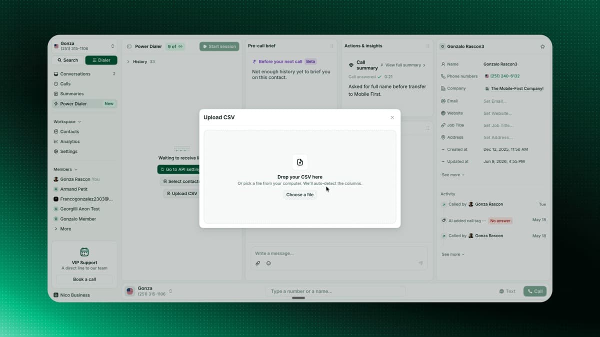 Upload a CSV to your Power Dialer